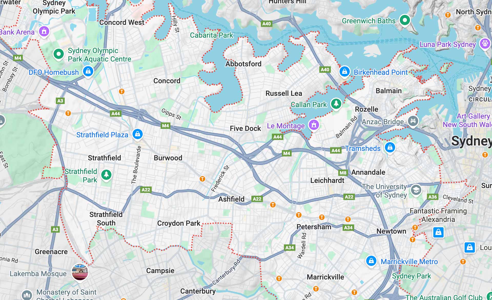 map of inner west sydney